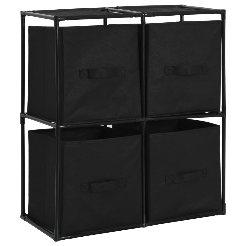 Meuble de rangement avec 4 paniers en tissu Noir 63×30×71 cm Acier