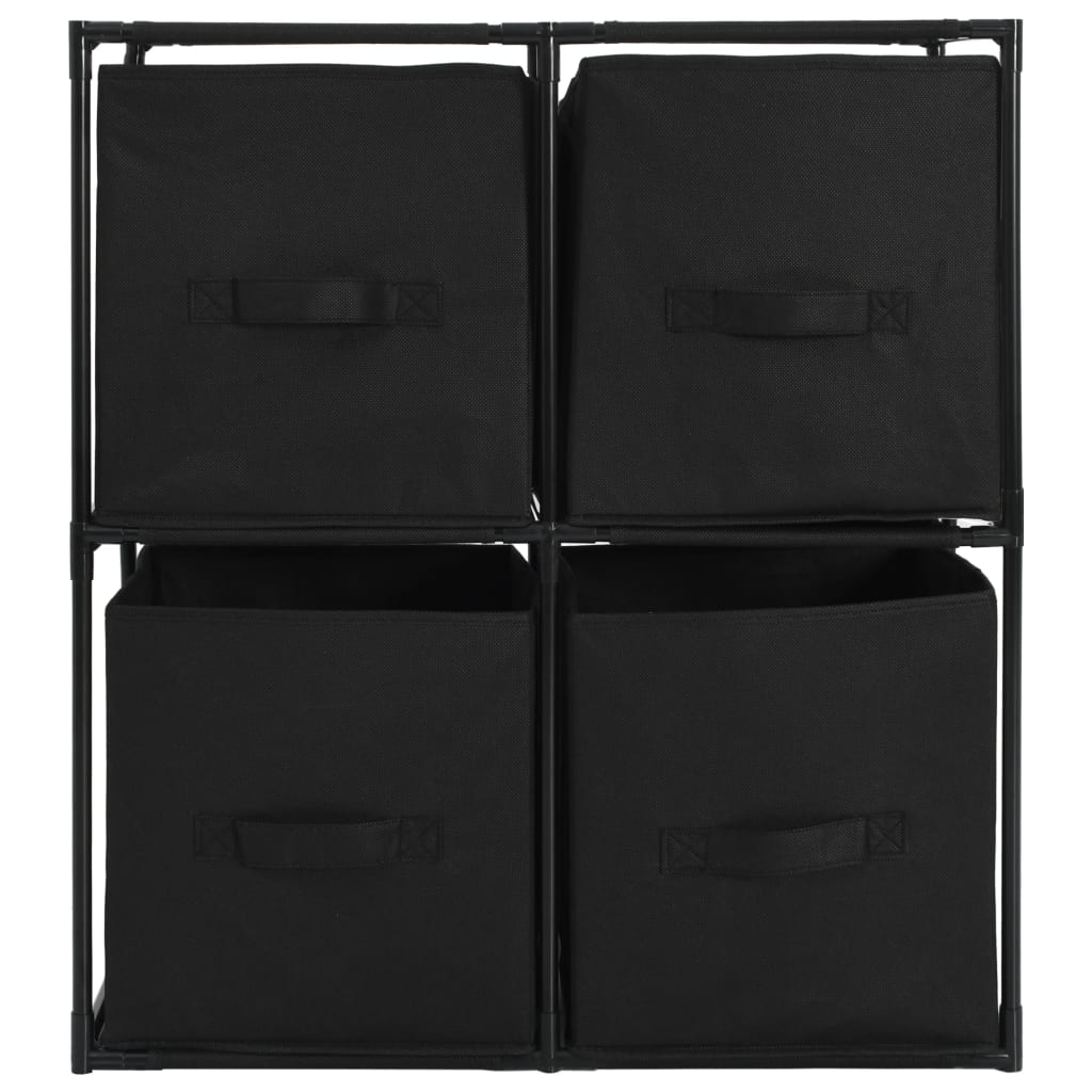 Meuble de rangement avec 4 paniers en tissu Noir 63×30×71 cm Acier