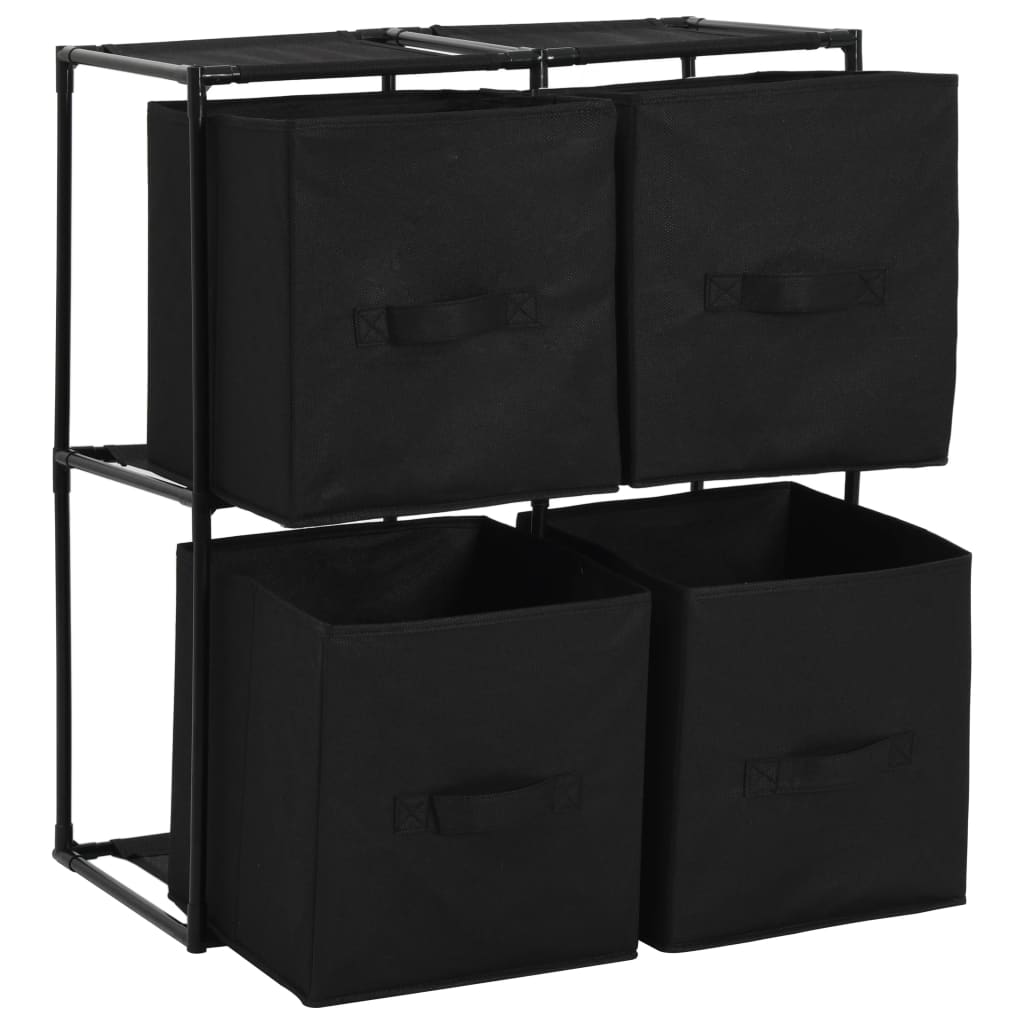 Meuble de rangement avec 4 paniers en tissu Noir 63×30×71 cm Acier