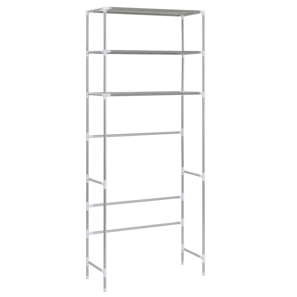 Waschmaschinenregal 3 Ablagen Silbern 69x28x169 cm
