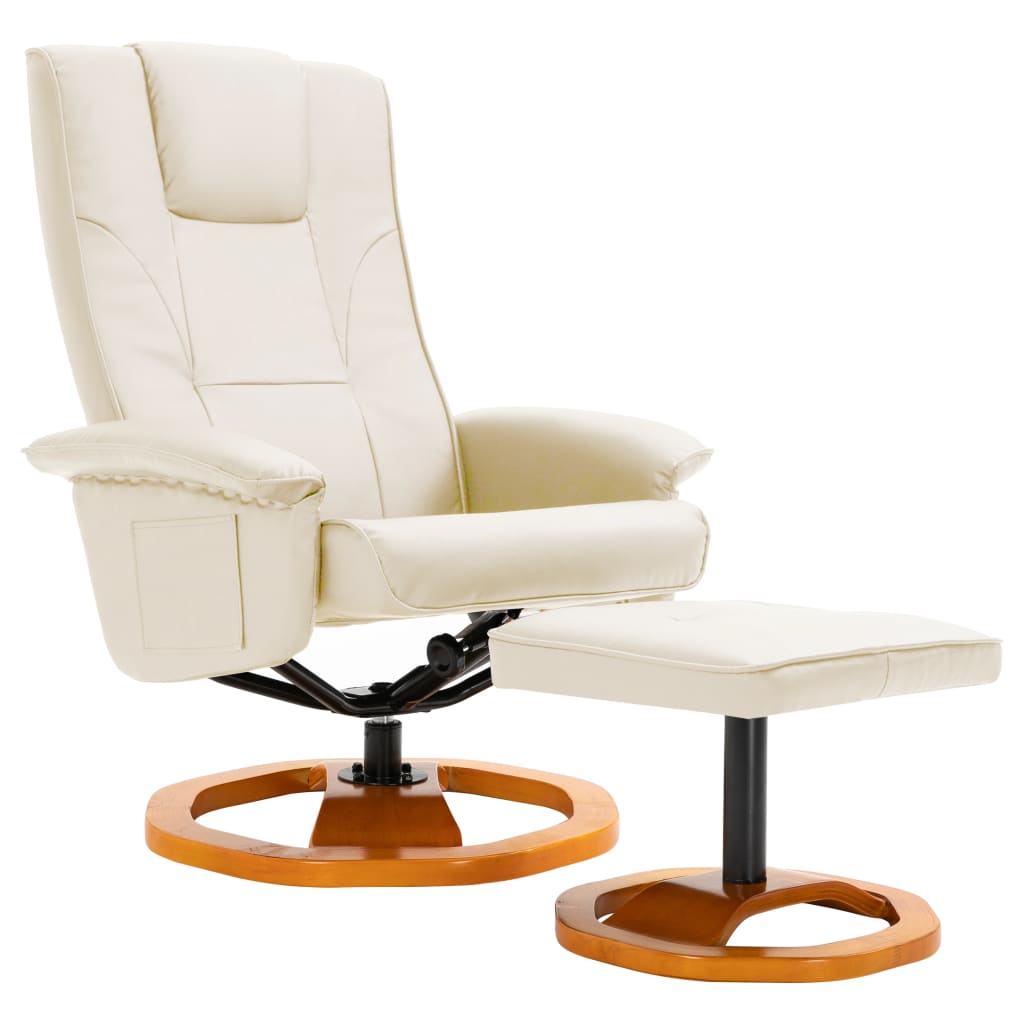TV-Sessel mit Fußhocker Drehbar Creme Kunstleder
