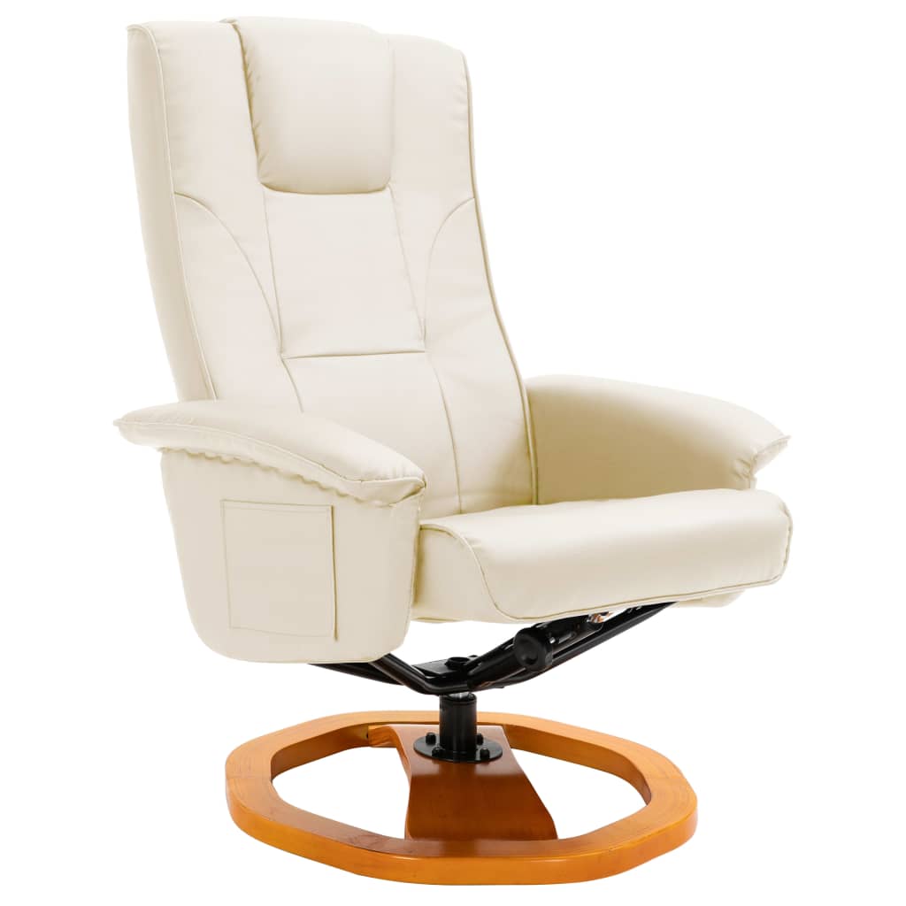 TV-Sessel mit Fußhocker Drehbar Creme Kunstleder