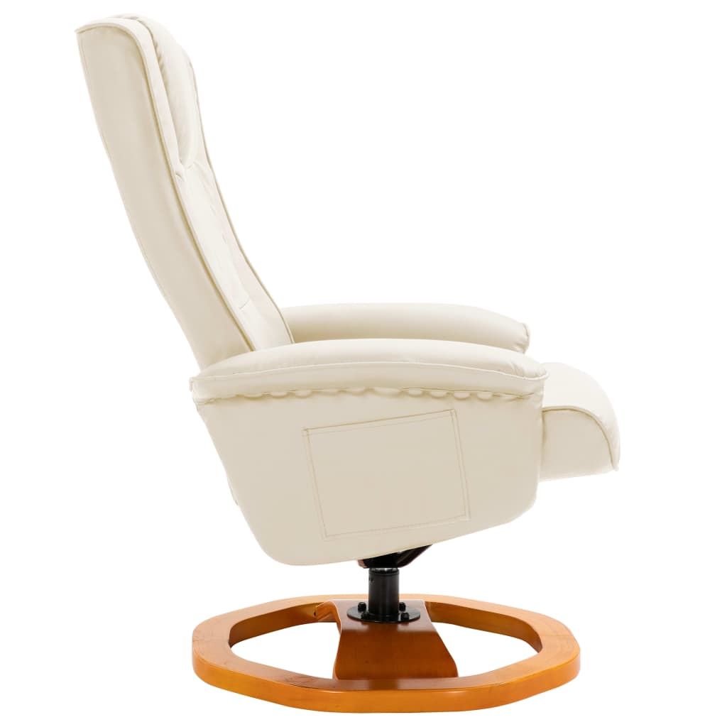 TV-Sessel mit Fußhocker Drehbar Creme Kunstleder