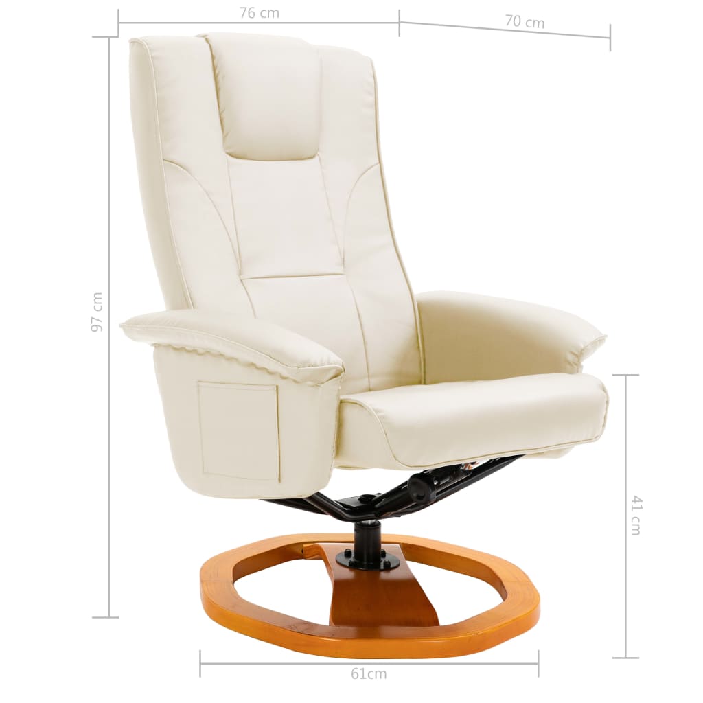 TV-Sessel mit Fußhocker Drehbar Creme Kunstleder