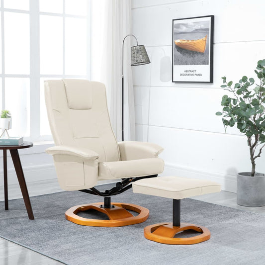 TV-Sessel mit Fußhocker Drehbar Creme Kunstleder