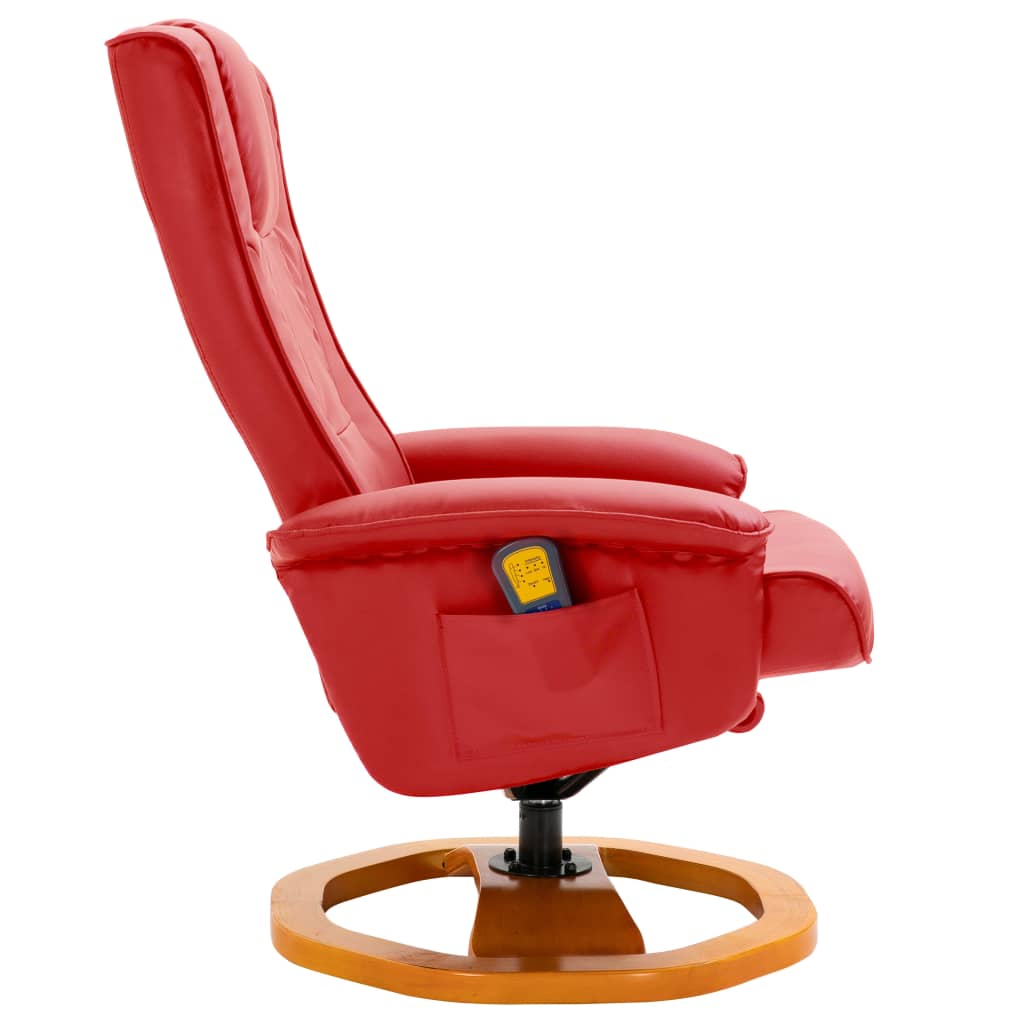 Massagesessel mit Fußhocker Rot Kunstleder