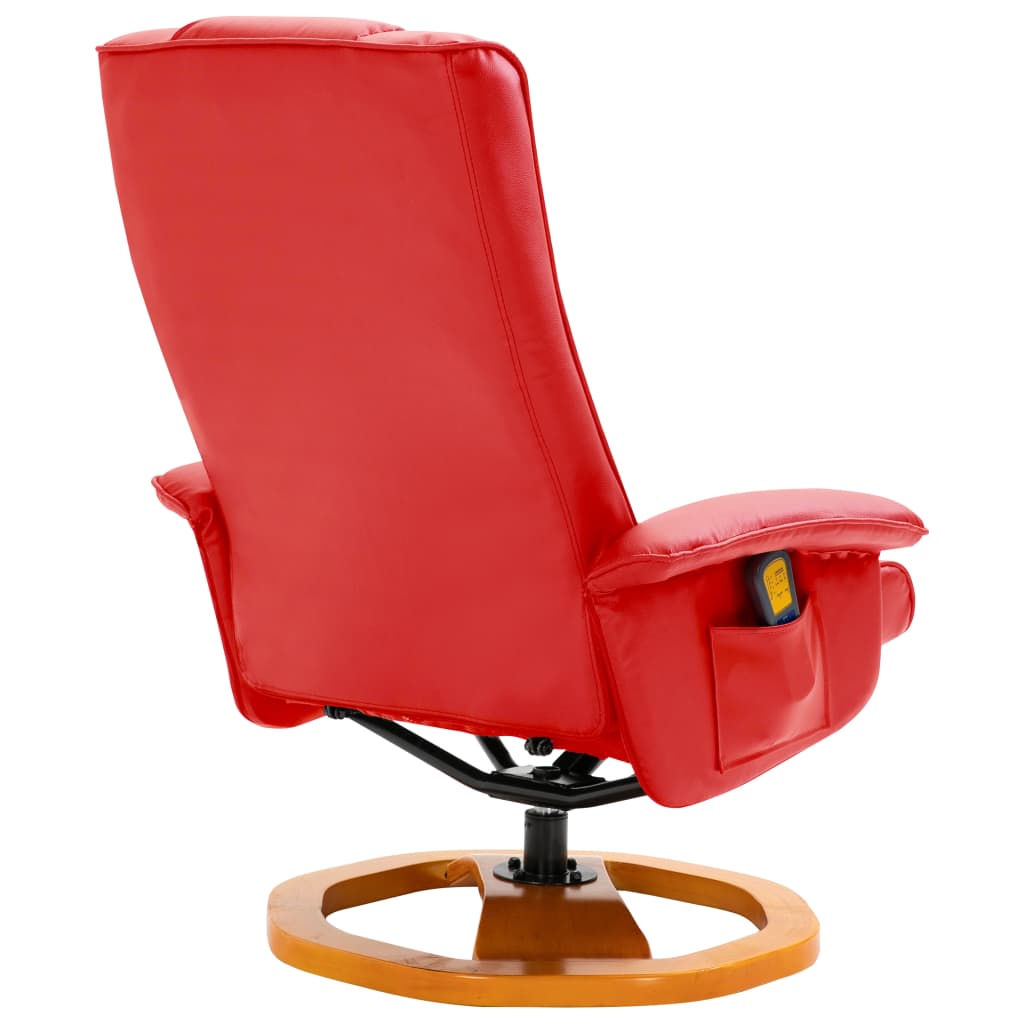 Massagesessel mit Fußhocker Rot Kunstleder