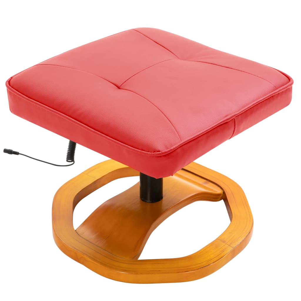 Massagesessel mit Fußhocker Rot Kunstleder