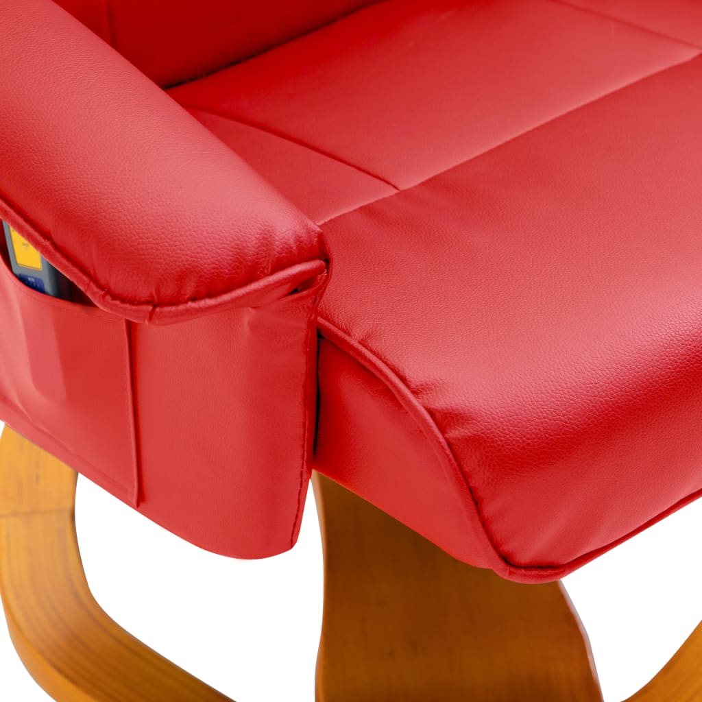 Massagesessel mit Fußhocker Rot Kunstleder