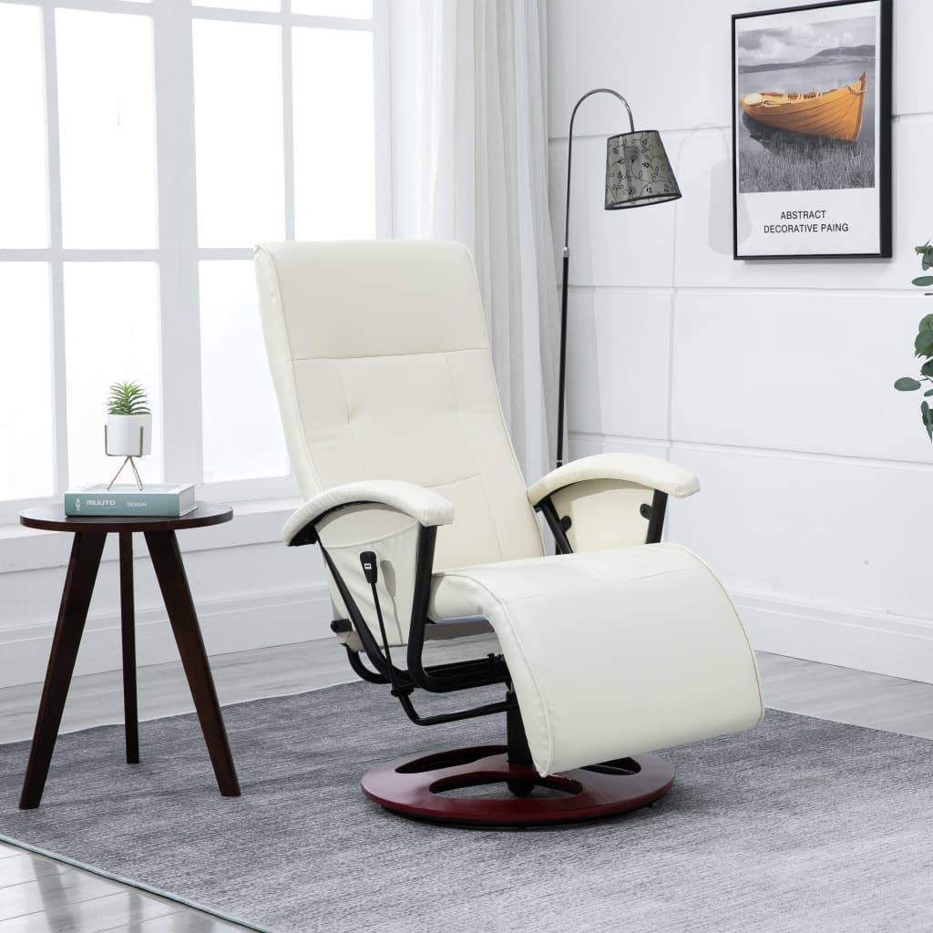 TV-Sessel Drehbar Creme Kunstleder