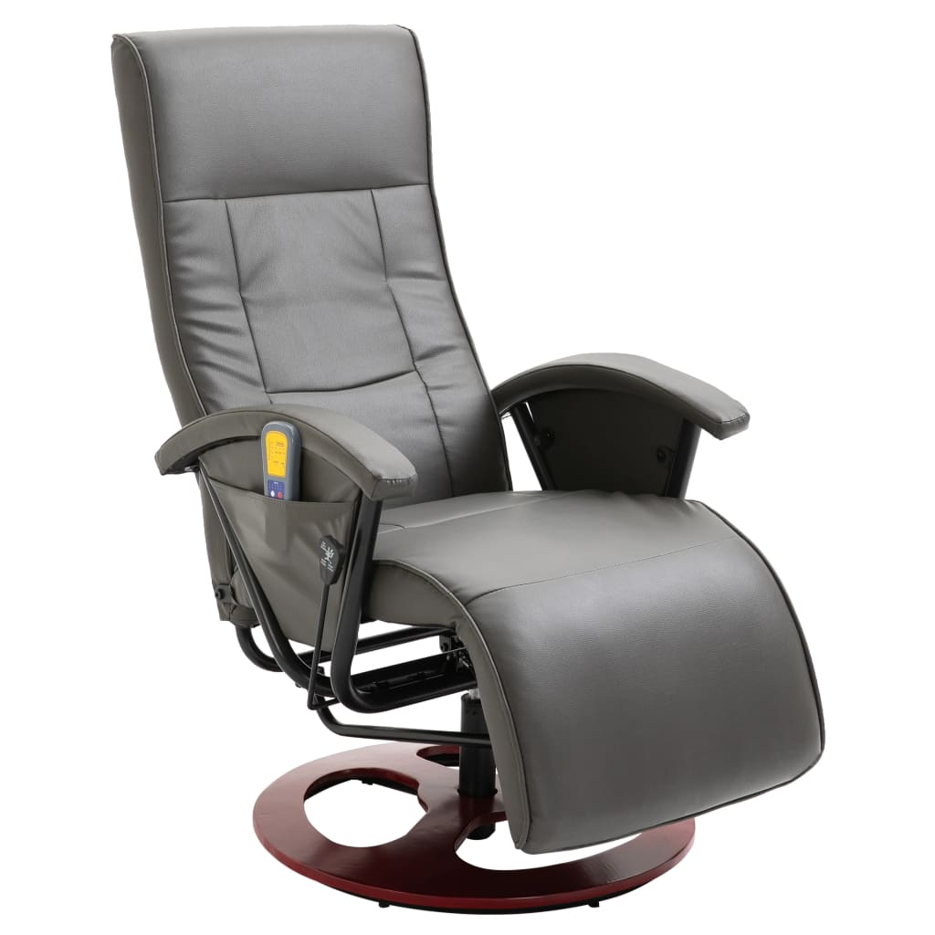 Elektrischer Massagesessel Grau Kunstleder