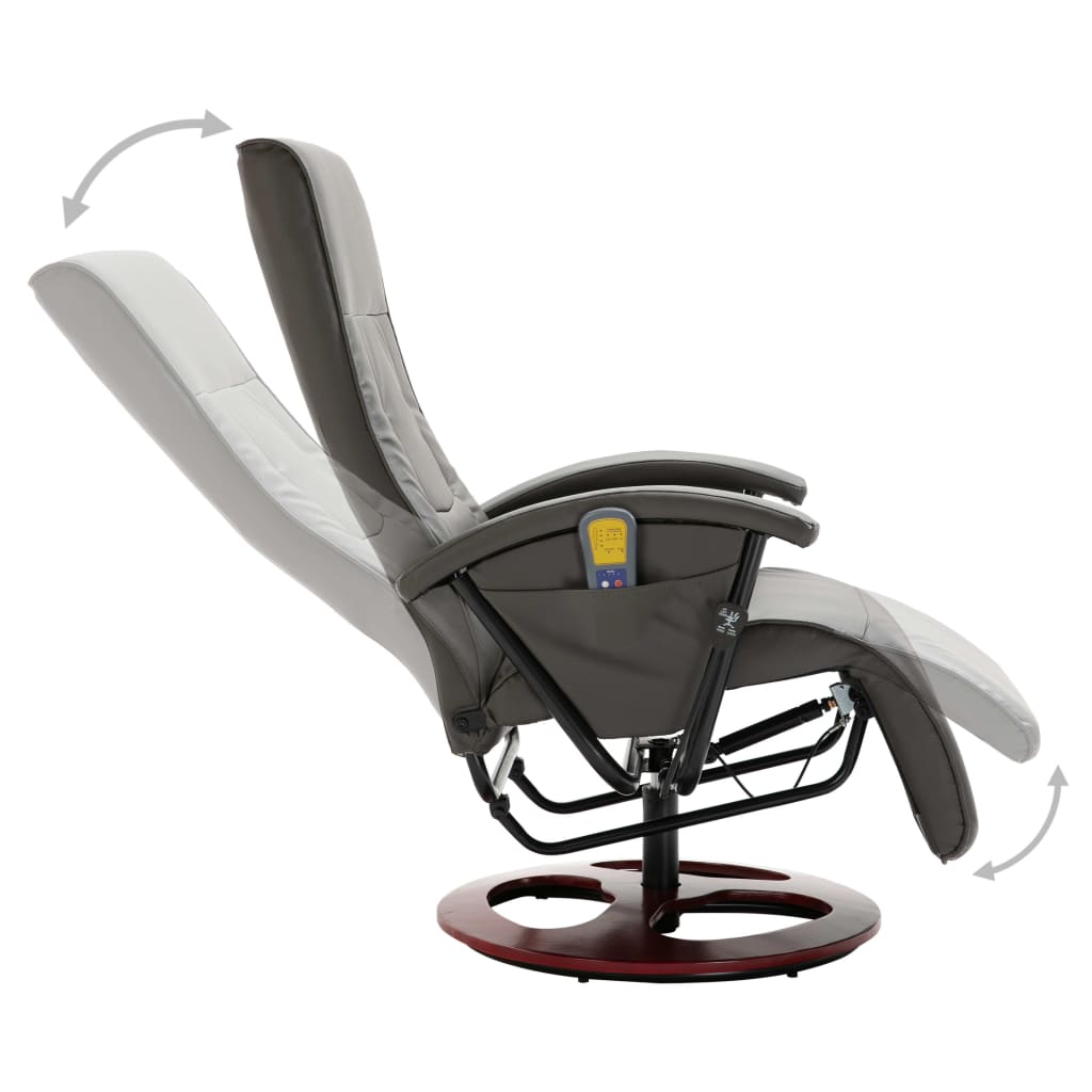 Elektrischer Massagesessel Grau Kunstleder
