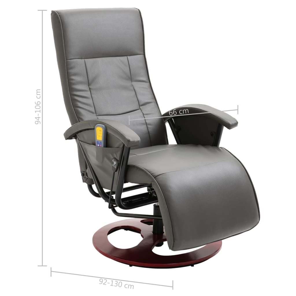 Elektrischer Massagesessel Grau Kunstleder