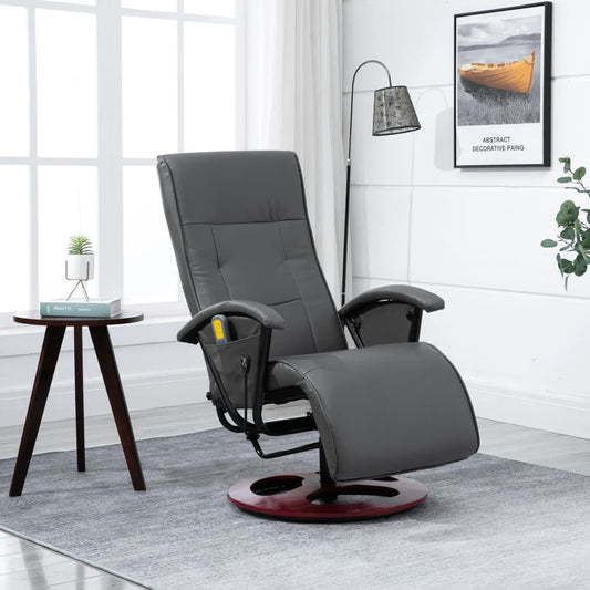 Elektrischer Massagesessel Grau Kunstleder