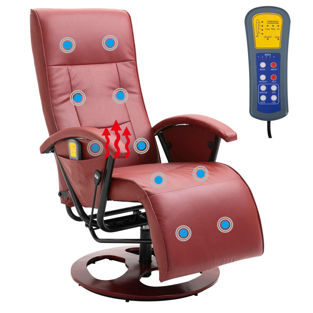Massagesessel Weinrot Kunstleder