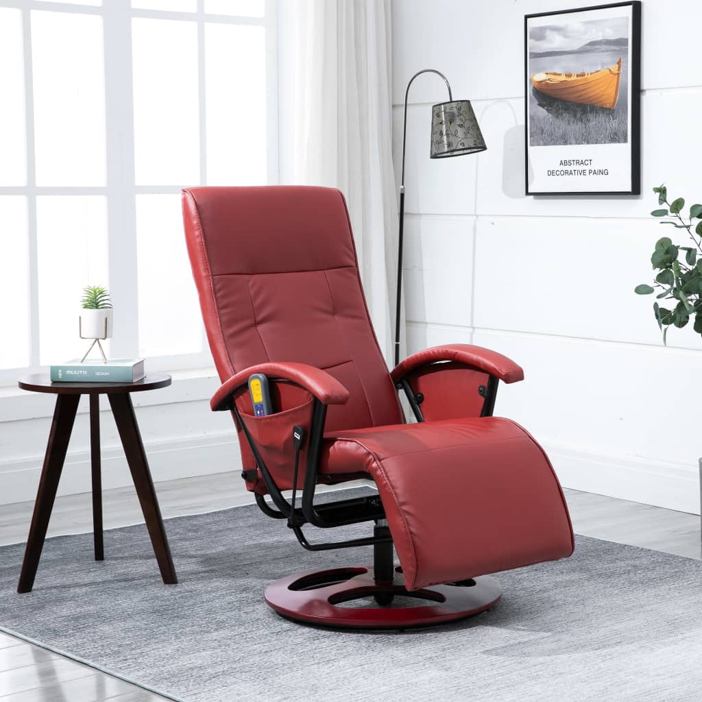 Massagesessel Weinrot Kunstleder