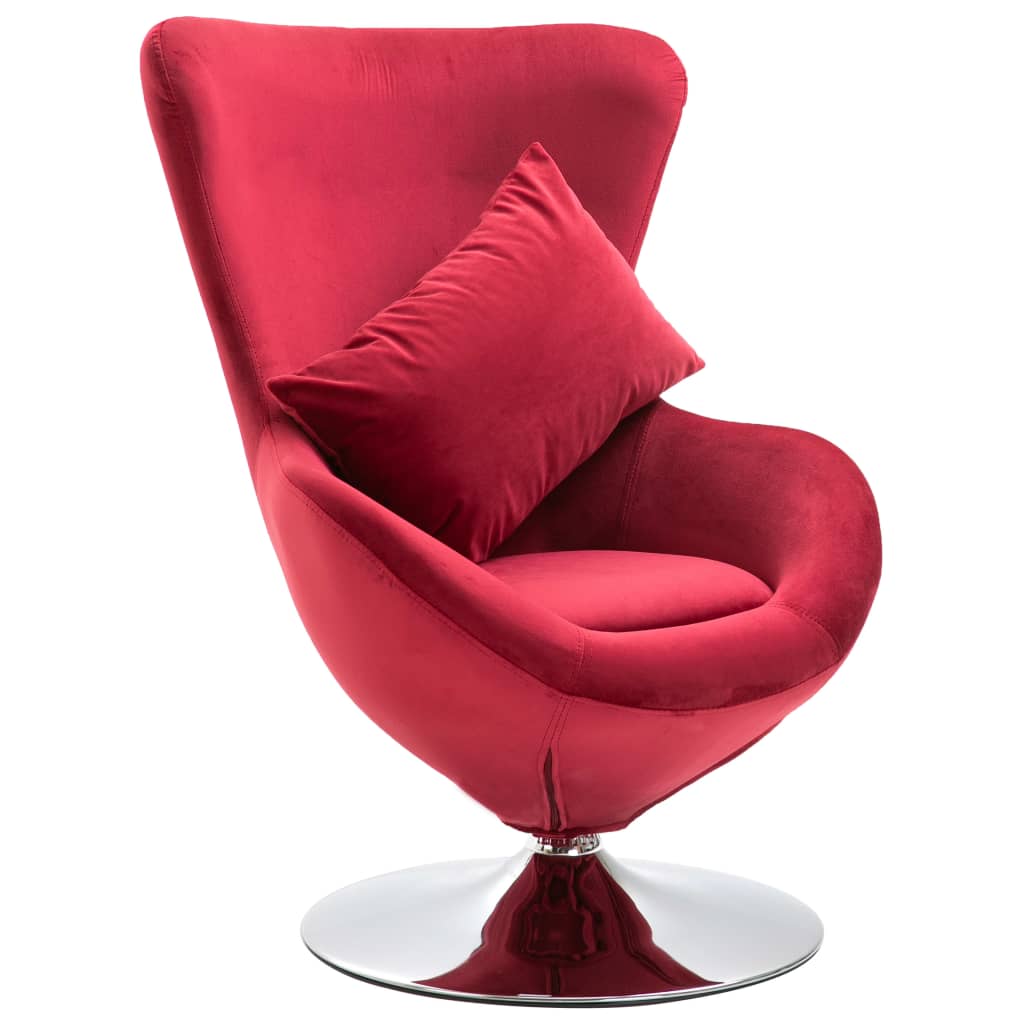 Ei-Sessel mit Kissen Drehbar Rot Samt