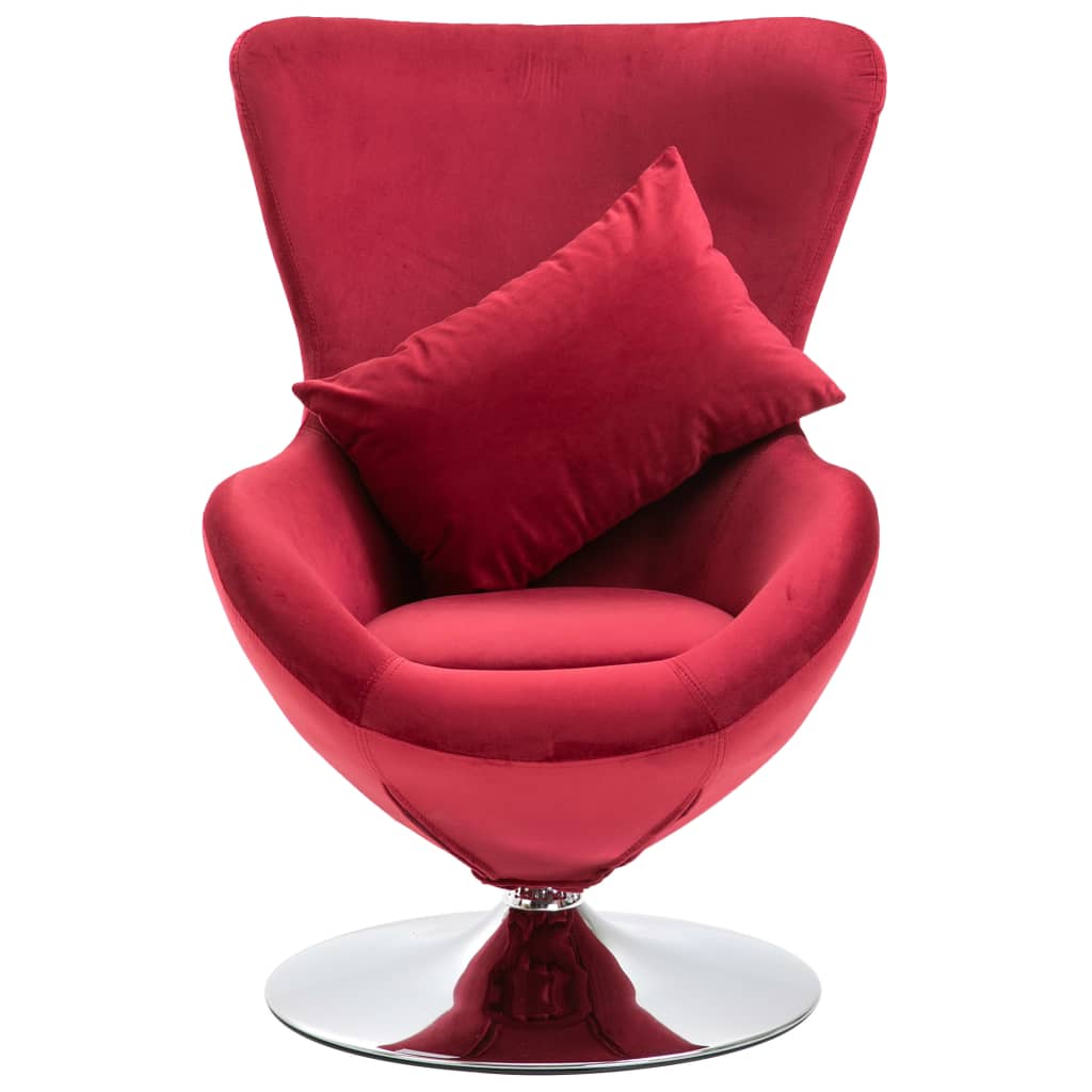 Ei-Sessel mit Kissen Drehbar Rot Samt