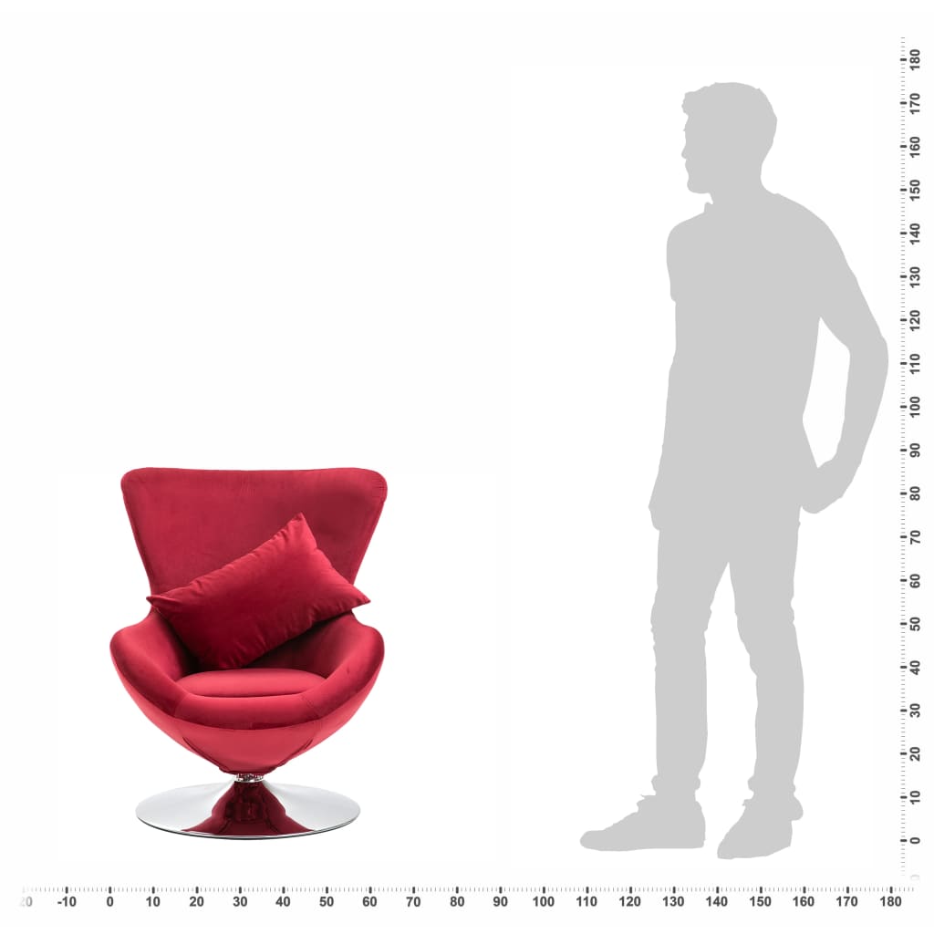 Ei-Sessel mit Kissen Drehbar Rot Samt