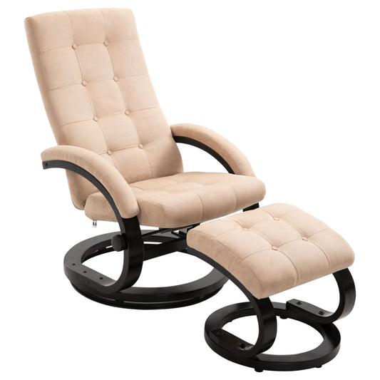 Relaxsessel mit Fußhocker Creme Wildleder-Optik Stoff