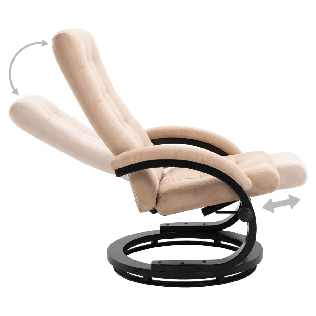 Relaxsessel mit Fußhocker Creme Wildleder-Optik Stoff