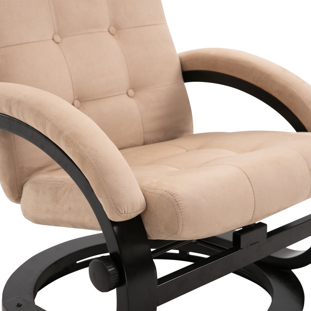 Relaxsessel mit Fußhocker Creme Wildleder-Optik Stoff