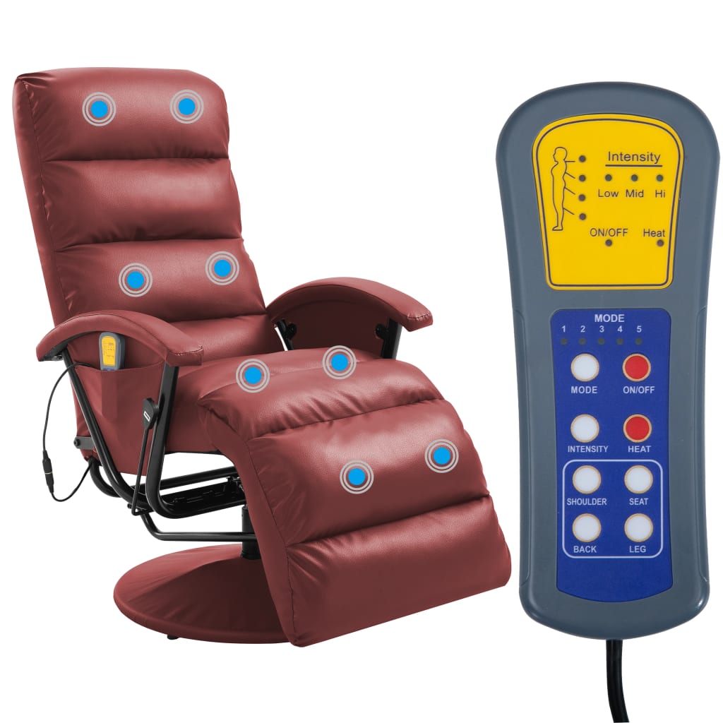 TV-Massagesessel Weinrot Kunstleder