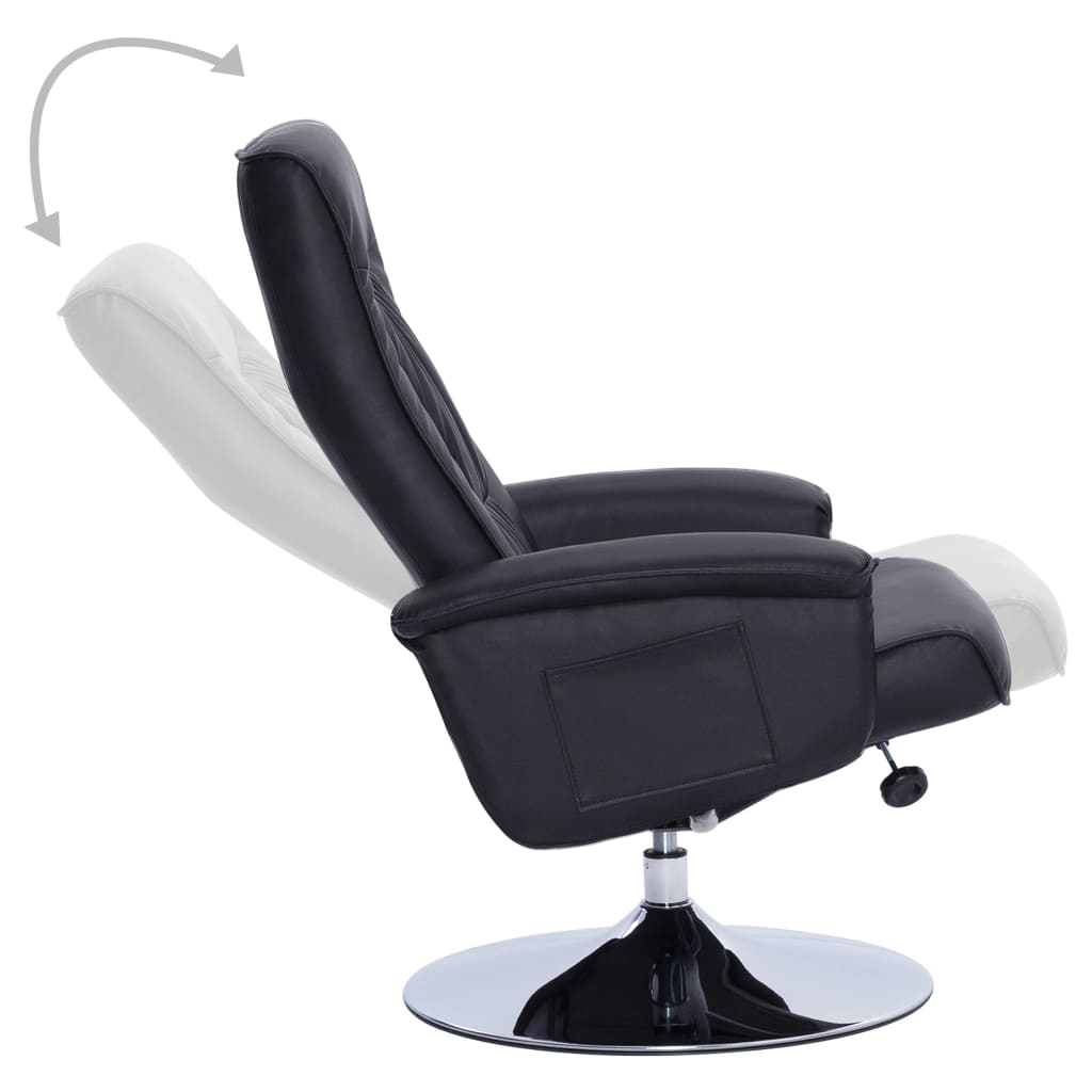 Sessel mit Fußhocker Schwarz Kunstleder