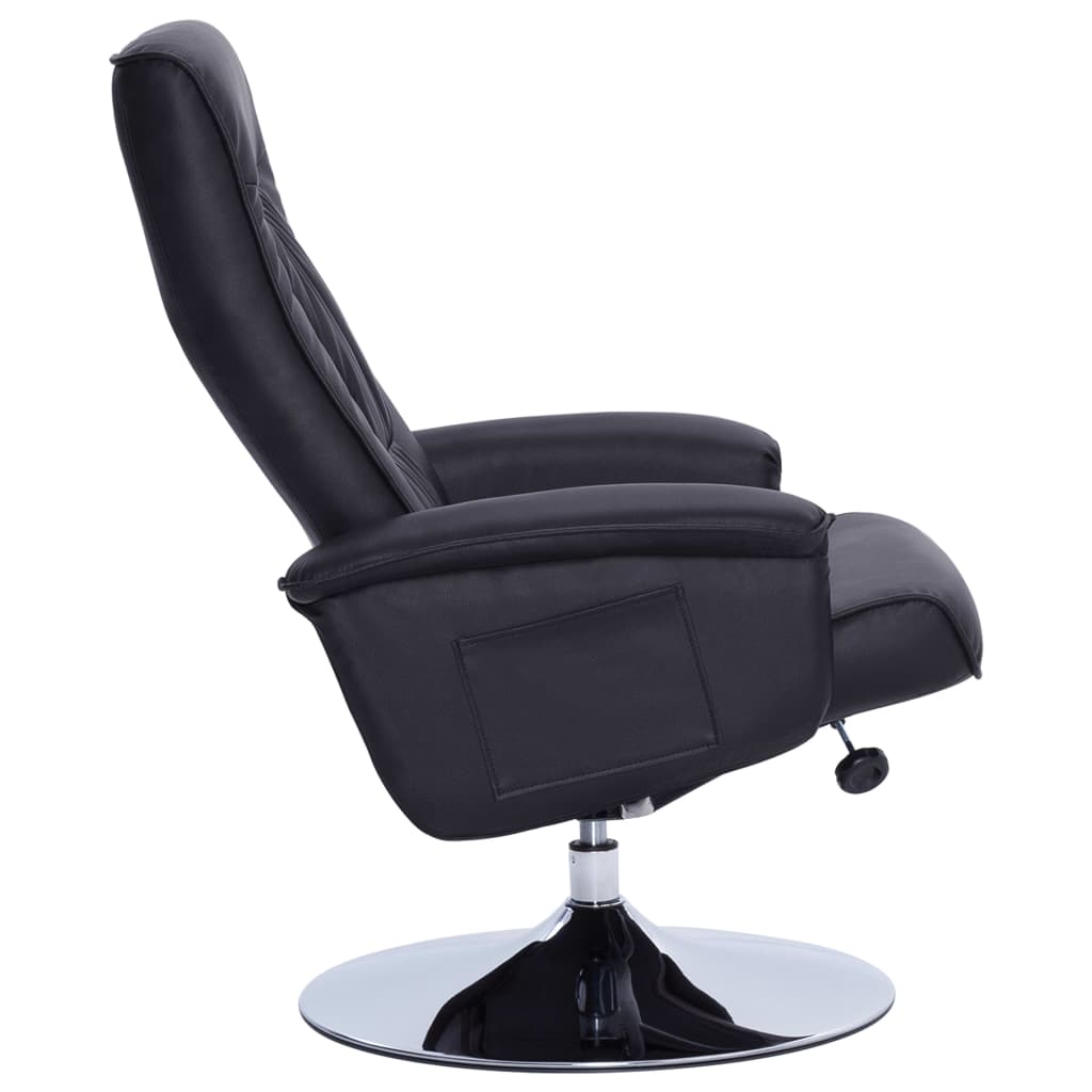 Sessel mit Fußhocker Schwarz Kunstleder