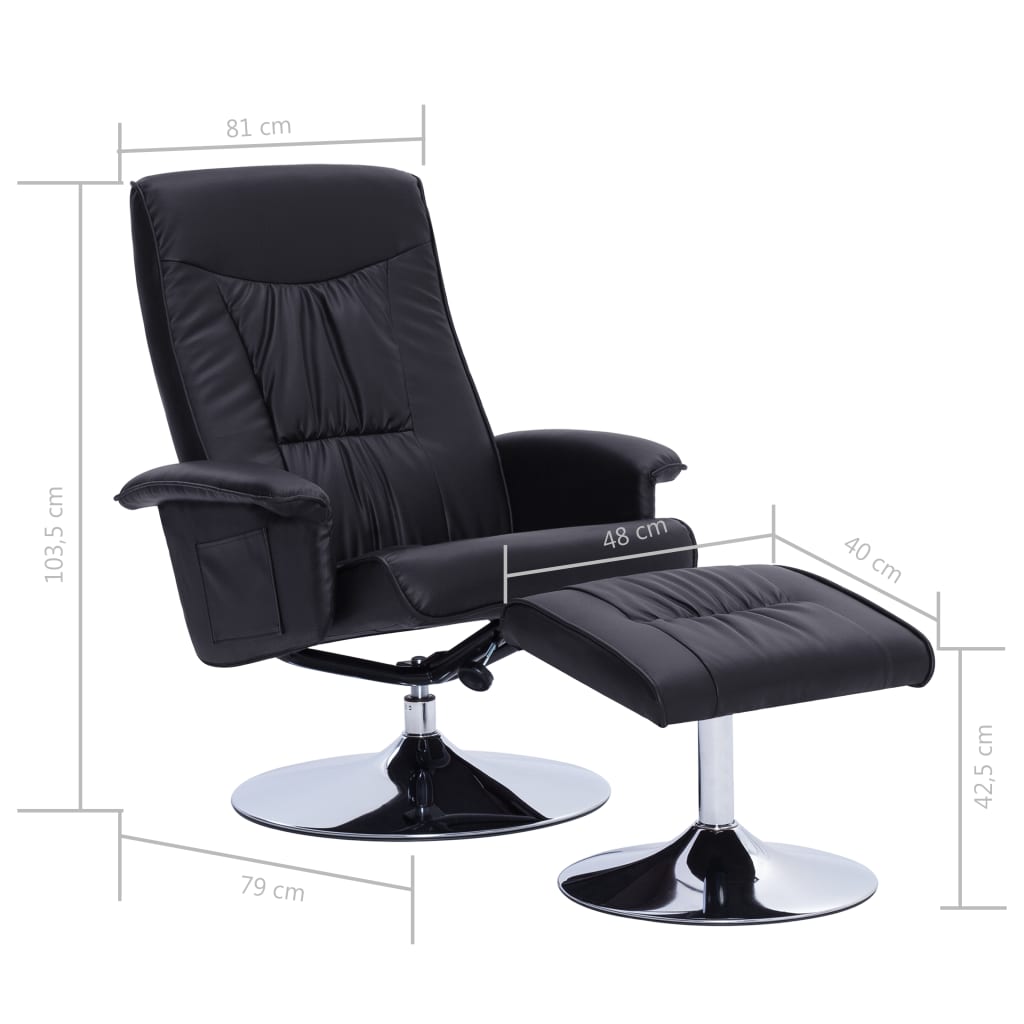 Sessel mit Fußhocker Schwarz Kunstleder