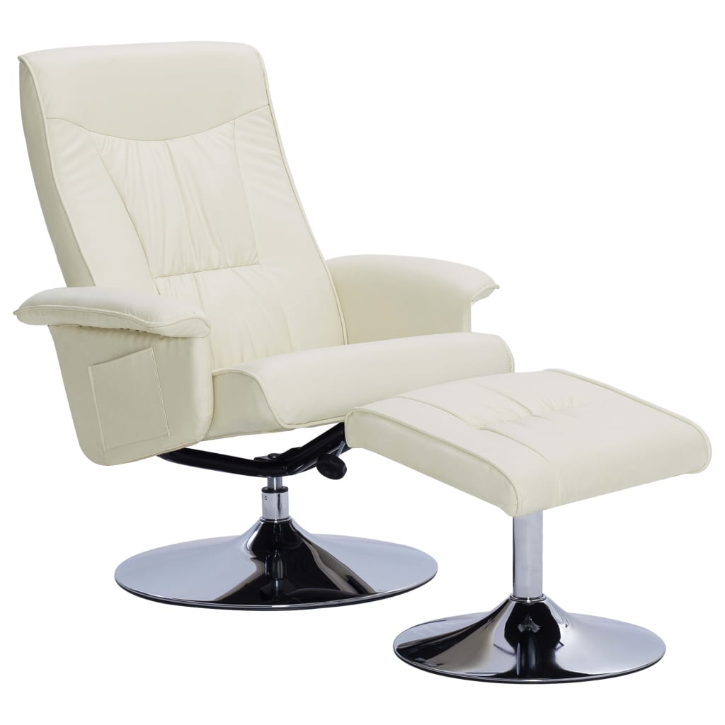 Relaxsessel mit Fußhocker Creme Kunstleder
