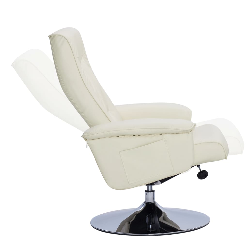 Relaxsessel mit Fußhocker Creme Kunstleder
