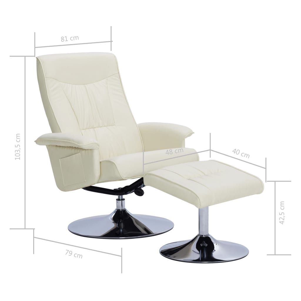 Relaxsessel mit Fußhocker Creme Kunstleder