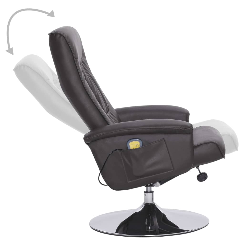 Massagesessel mit Fußhocker Grau Kunstleder