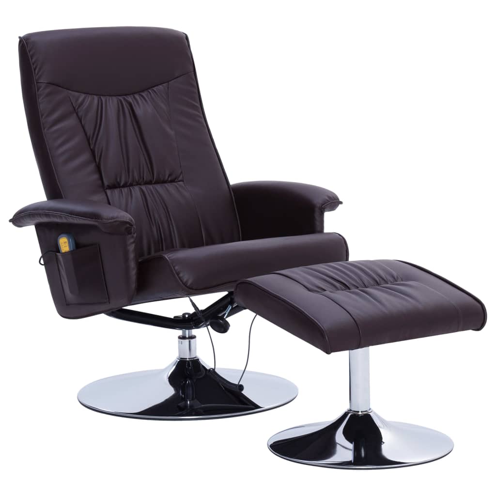 Massagesessel mit Fußhocker Braun Kunstleder