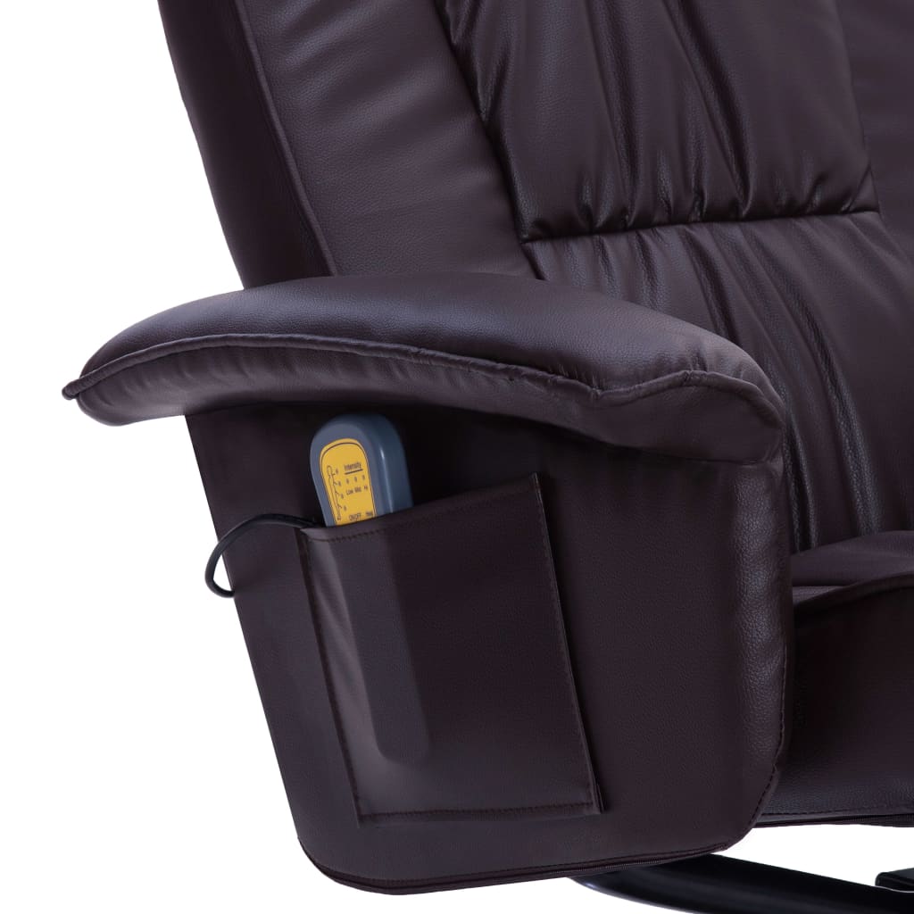 Massagesessel mit Fußhocker Braun Kunstleder