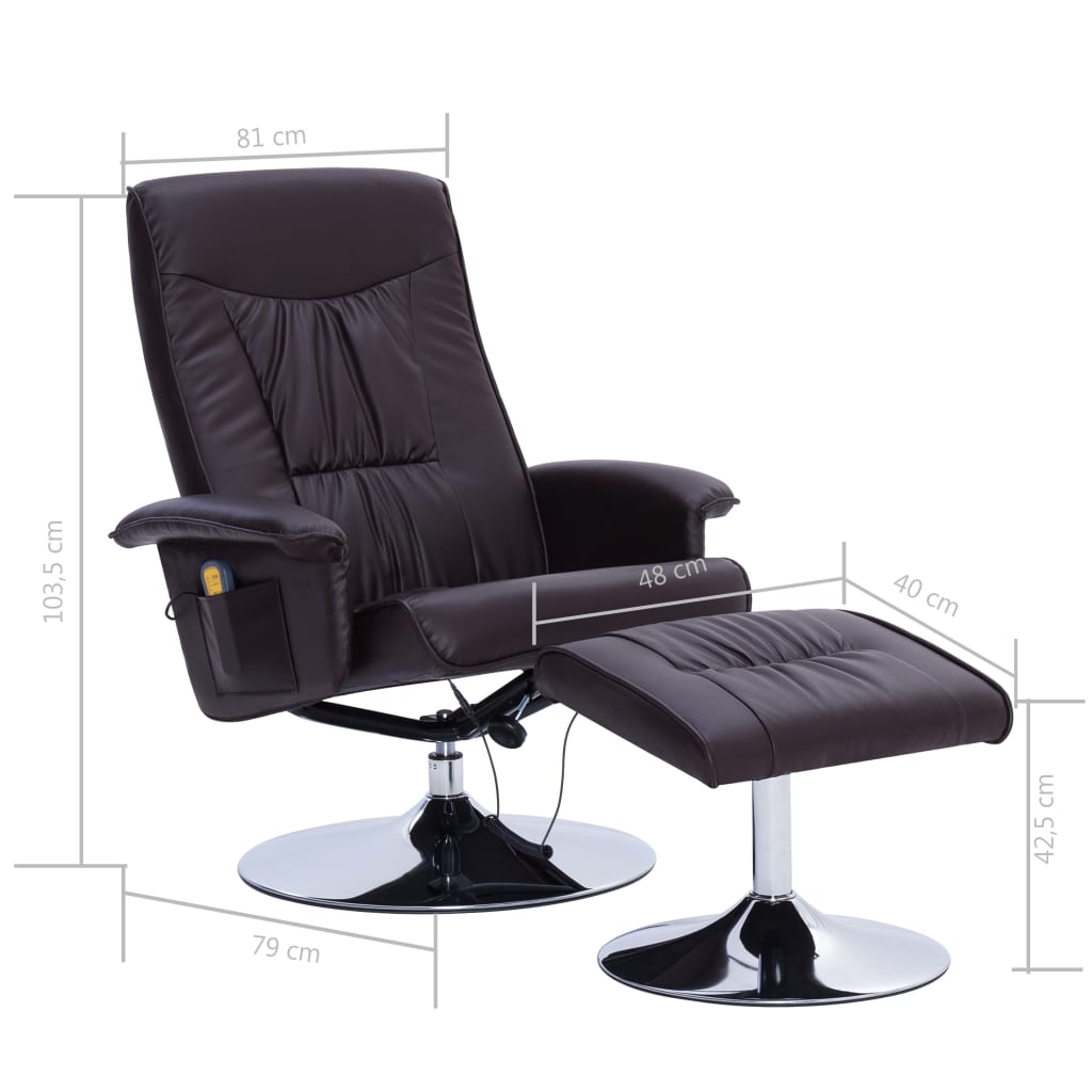 Massagesessel mit Fußhocker Braun Kunstleder