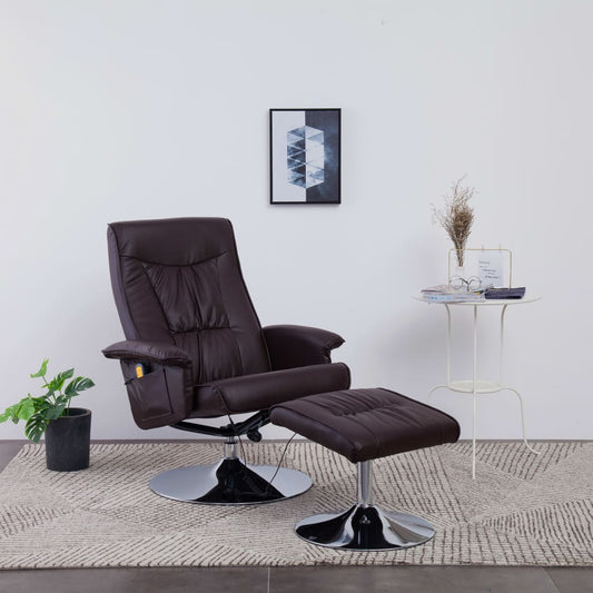 Massagesessel mit Fußhocker Braun Kunstleder