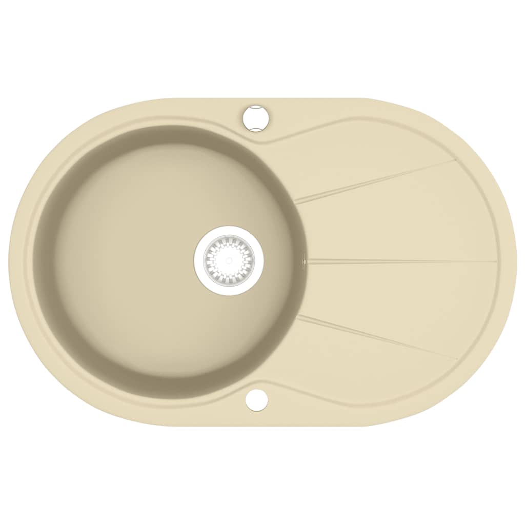 Granitspüle Einzelbecken Oval Beige
