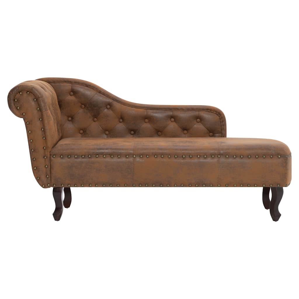 Chaiselongue Braun Wildleder-Optik