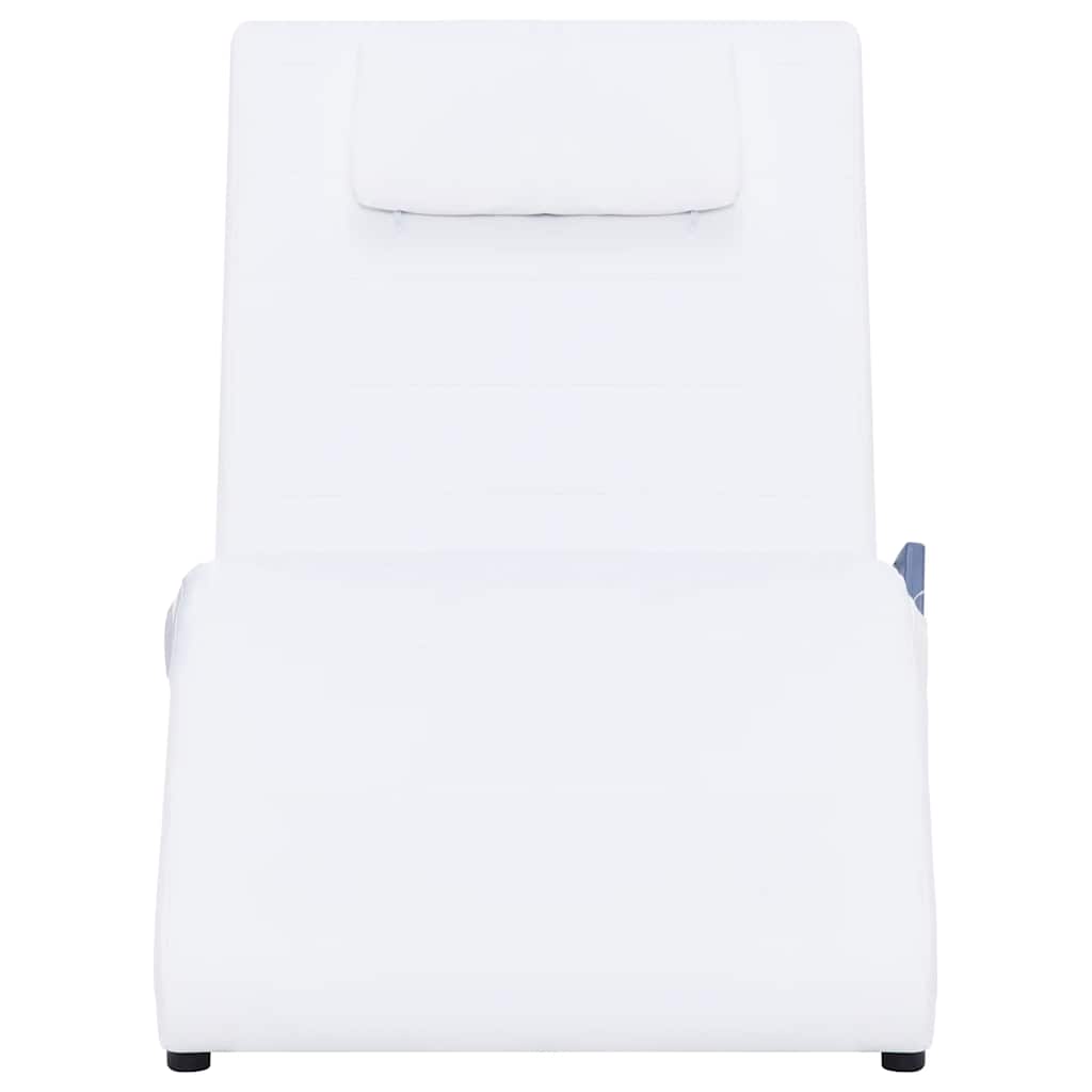 Massage-Chaiselongue mit Kissen Weiß Kunstleder