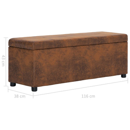 Bank mit Staufach 116 cm Braun Wildleder-Optik