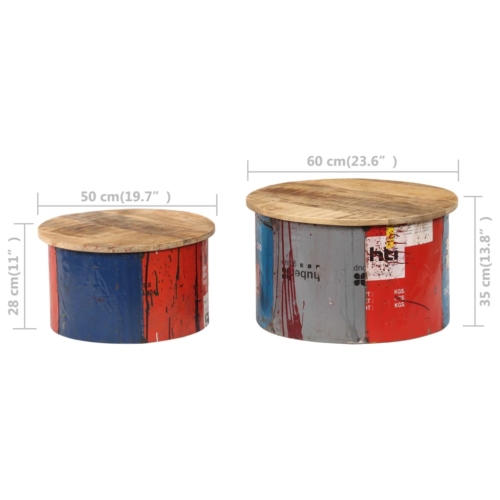 Coffee tables 2 pcs. Solid mango wood