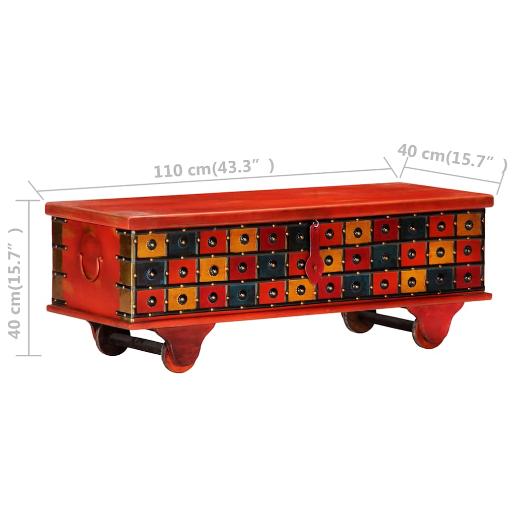 Aufbewahrungstruhe Rot 110 x 40 x 40 cm Massivholz Akazie