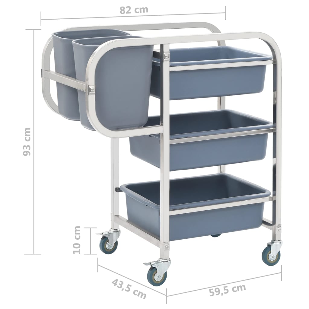 Chariot de cuisine avec récipients en plastique 82x43,5x93 cm