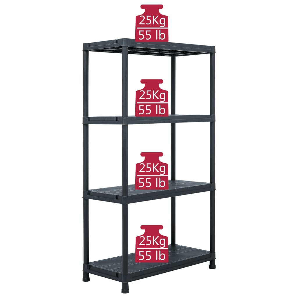 Lagerregale 5 Stk. Schwarz 60 x 30 x 138 cm Kunststoff