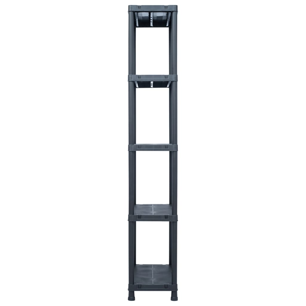 Lagerregale 5 Stk. Schwarz 125 kg 60 x 30 x 180 cm Kunststoff
