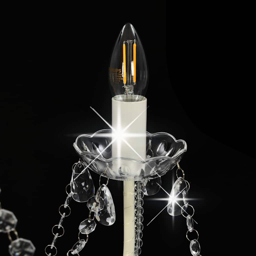 Lustre avec perles blanches 8 douilles E14