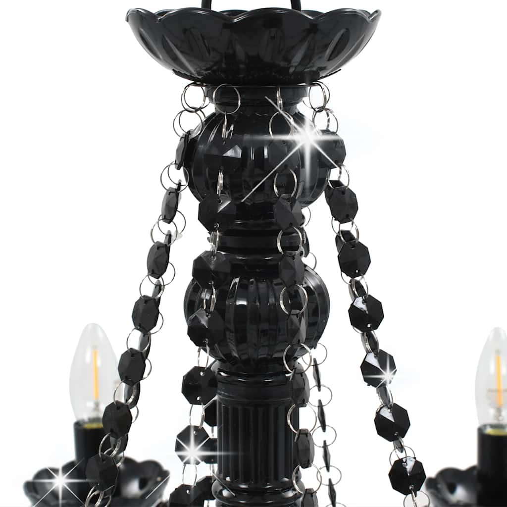 Lustre avec perles noires 8 douilles E14