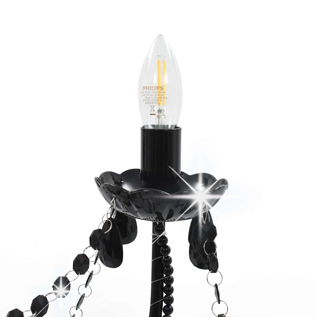 Lustre avec perles noires 8 douilles E14